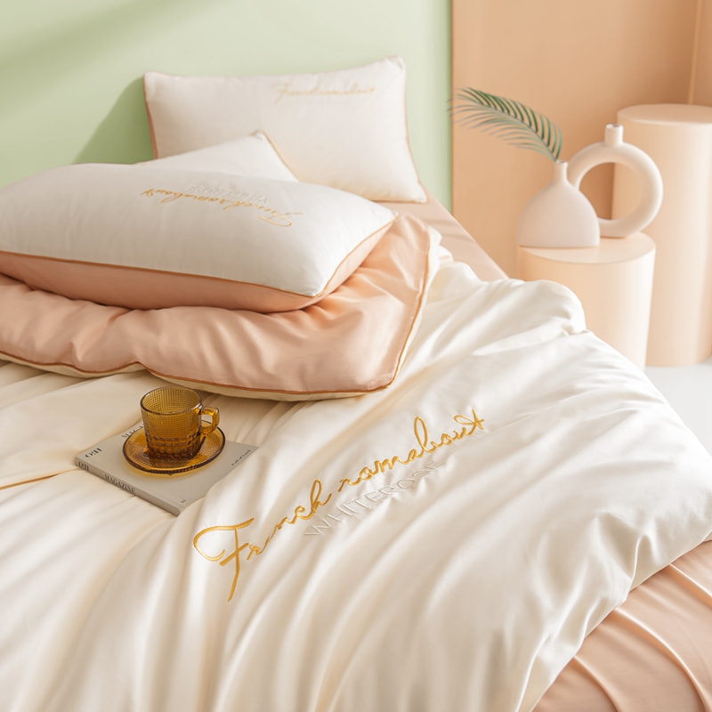 Čista pamučna čvrsta boja set s bračnim krevetom